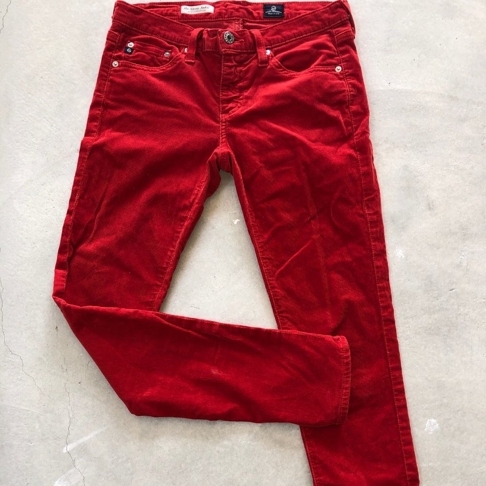 AG Adriano Goldschmied Stevie Slim Straight RED Corduroy Jeans Size 26